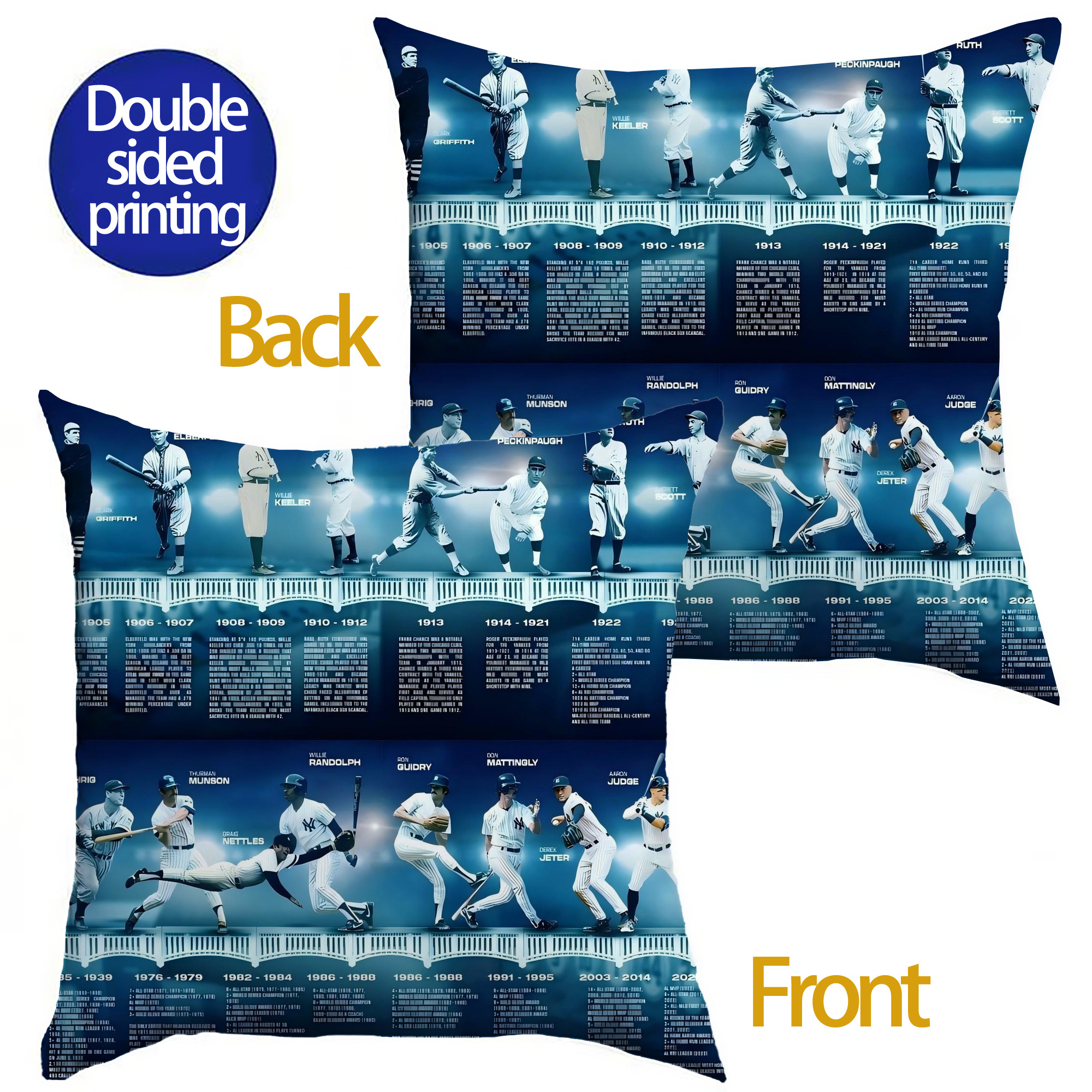 New York Yankees 243 Soft Polyester Pillow Cover With Insert – Double-Sided Design, Invisible Zipper, Durable & Breathable – Easy Care Cushion Set