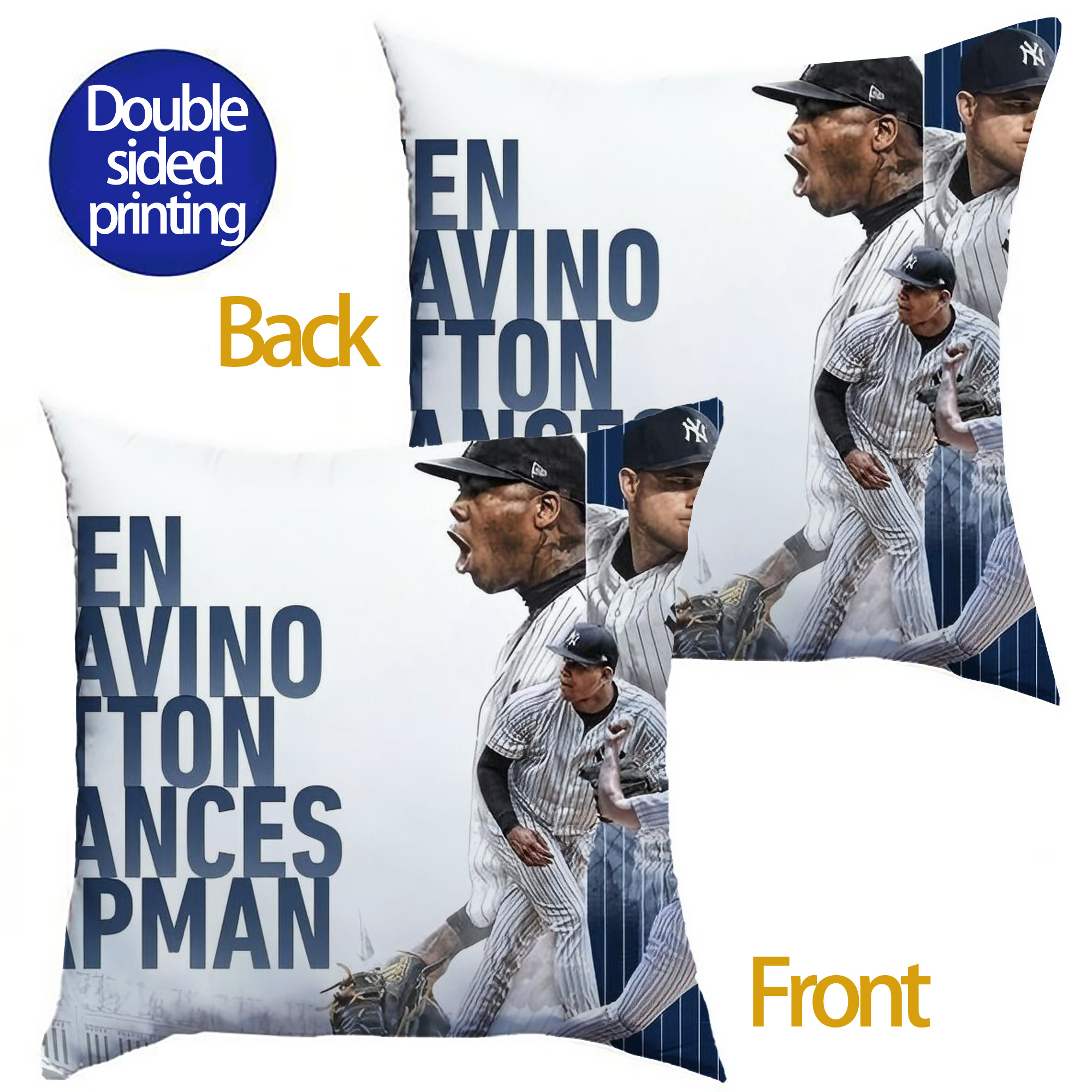 New York Yankees 249 Soft Polyester Pillow Cover With Insert – Double-Sided Design, Invisible Zipper, Durable & Breathable – Easy Care Cushion Set