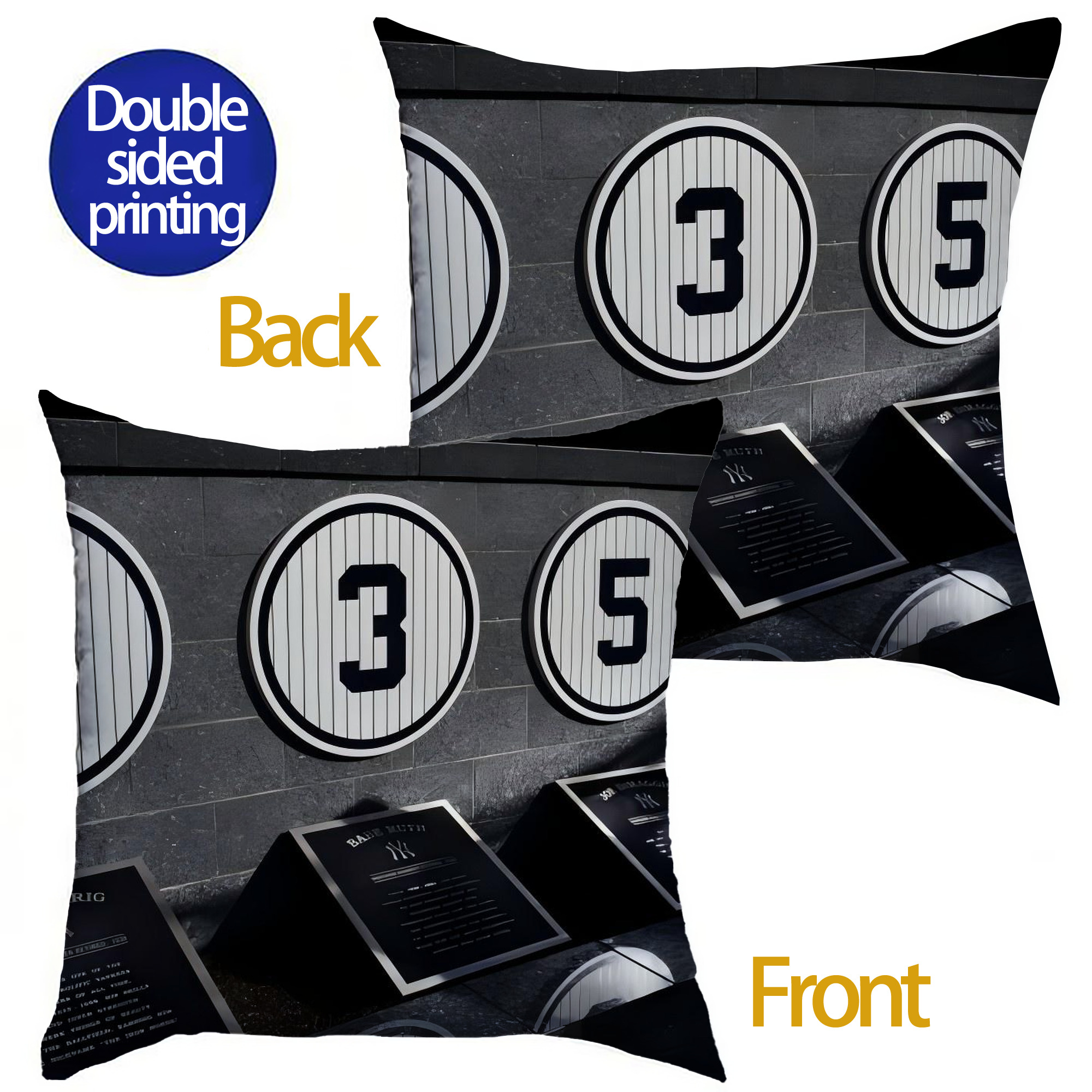 New York Yankees 250 Soft Polyester Pillow Cover With Insert – Double-Sided Design, Invisible Zipper, Durable & Breathable – Easy Care Cushion Set