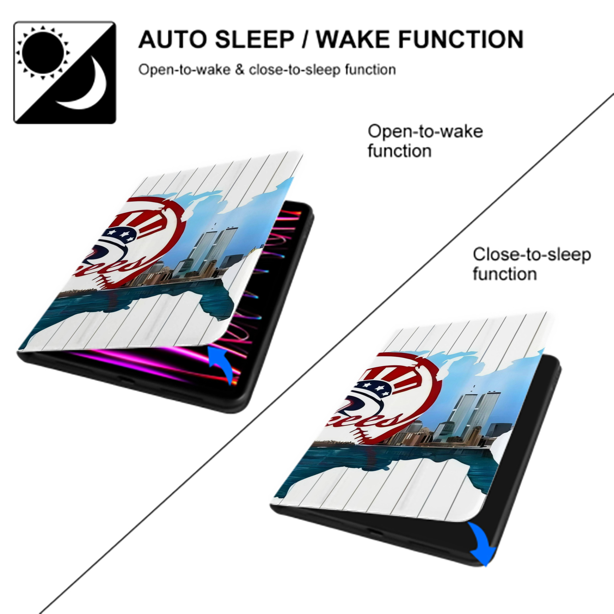 New York Yankees 352 IPad Case Without Pencil Slot – Book-Style Cover With PU Leather & TPU – Slim, Durable, Scratch-Resistant, Full Protection & Easy Access