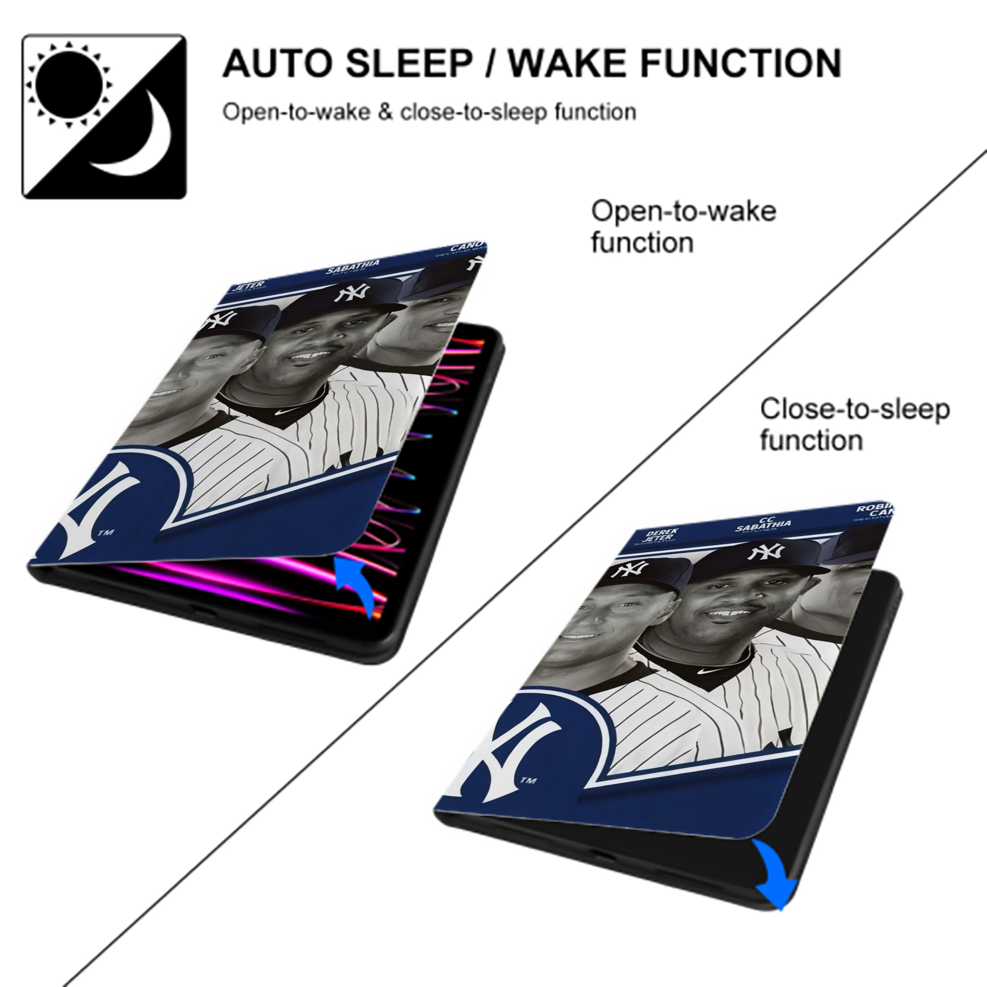 New York Yankees 361 IPad Case Without Pencil Slot – Book-Style Cover With PU Leather & TPU – Slim, Durable, Scratch-Resistant, Full Protection & Easy Access