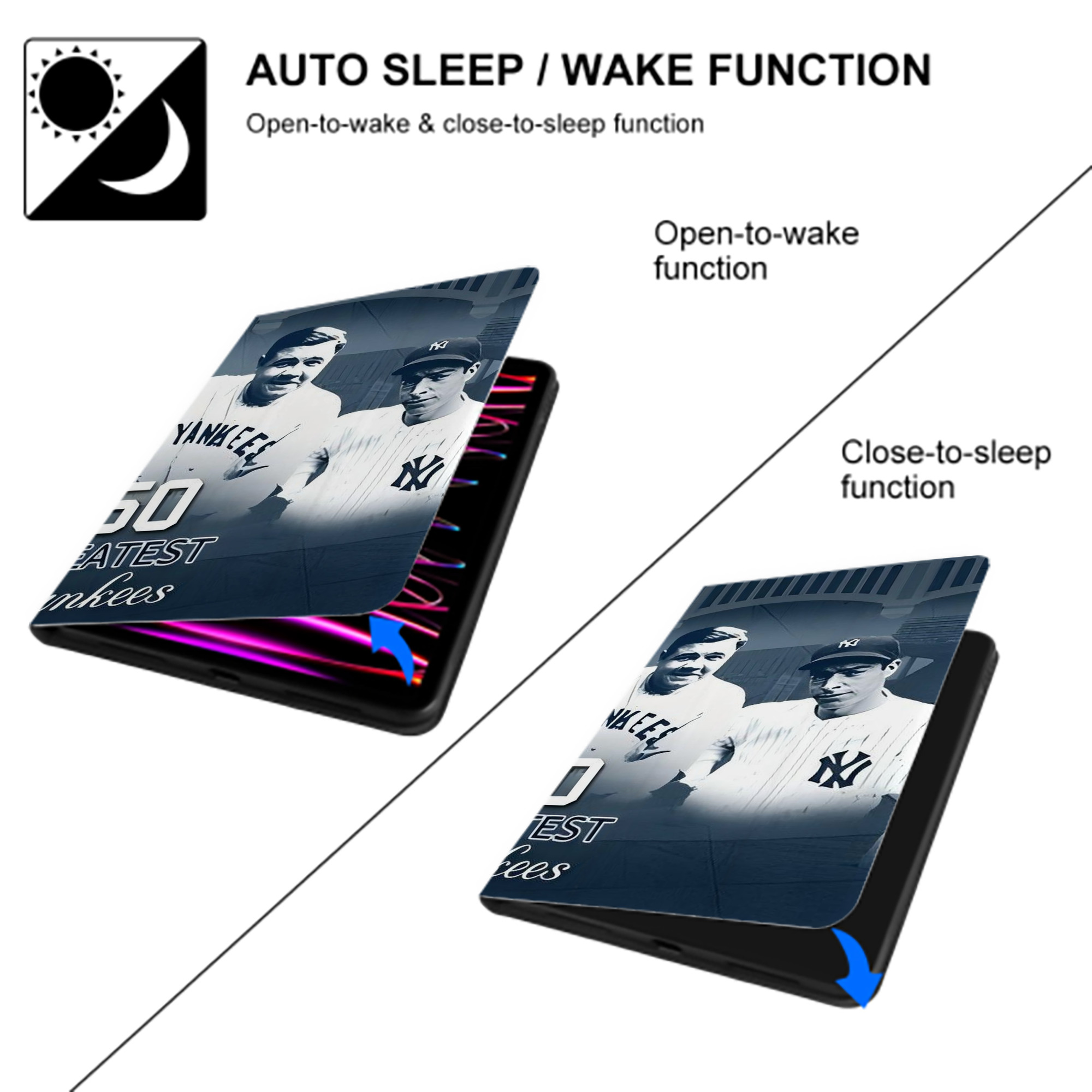 New York Yankees 351 IPad Book-Style Case With Pencil Slot – Slim PU & TPU Cover – Full Protection, Precise Fit, Water & Scratch Resistant