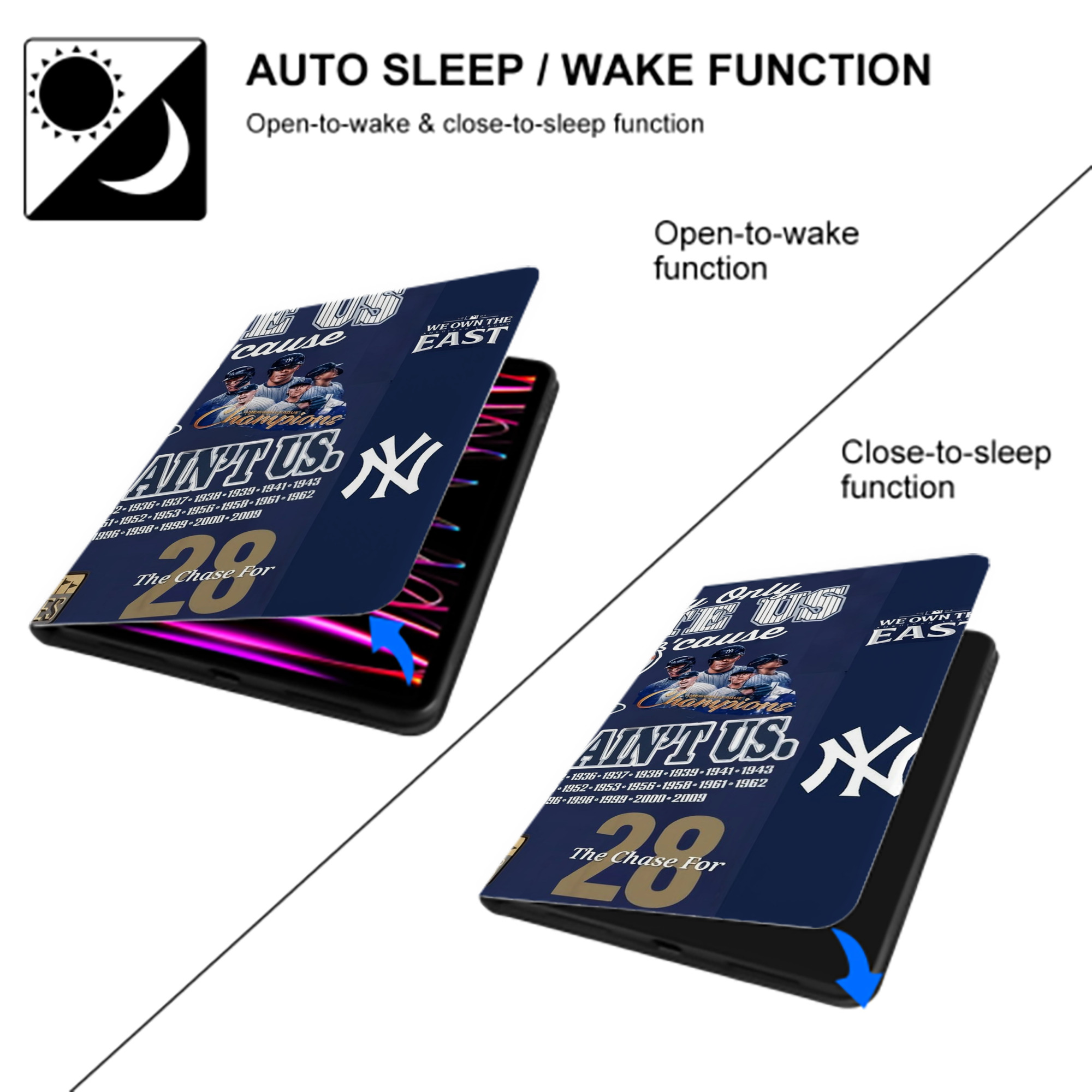 New York Yankees 358 IPad Book-Style Case With Pencil Slot – Slim PU & TPU Cover – Full Protection, Precise Fit, Water & Scratch Resistant