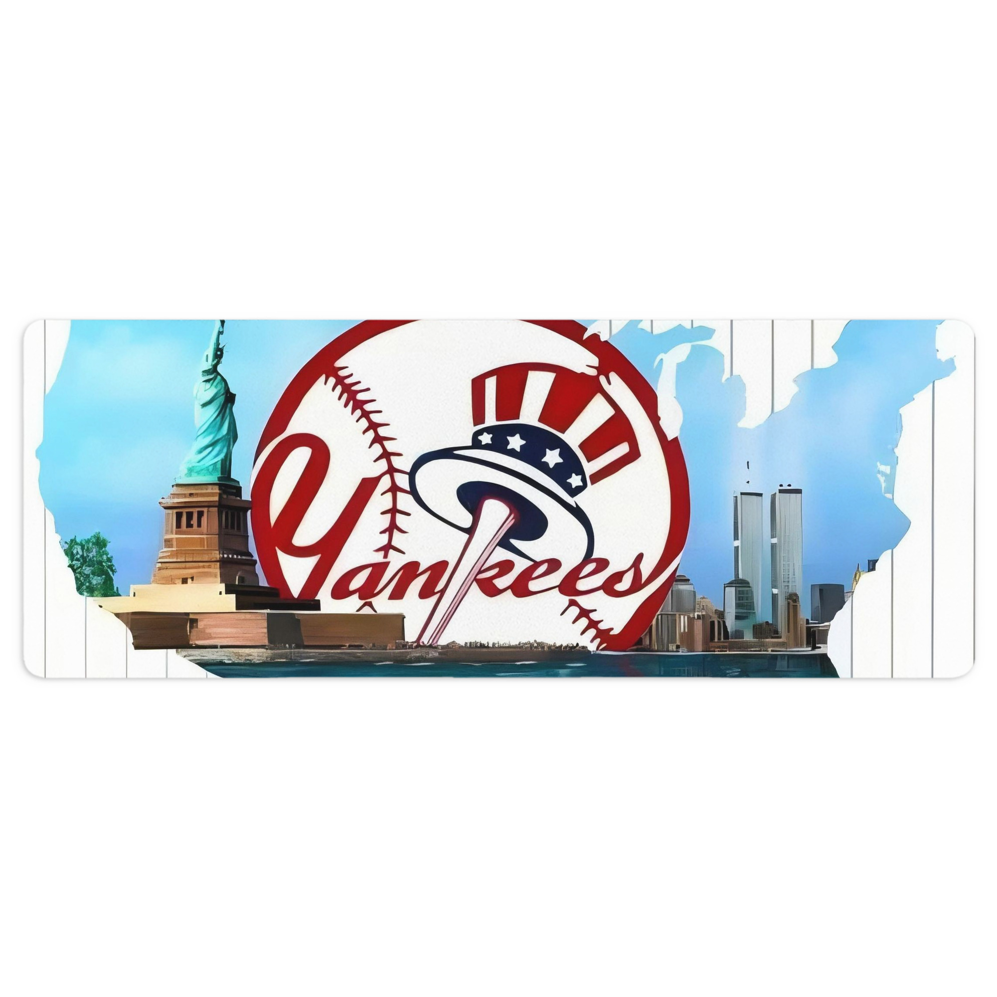 New York Yankees 352 Large Rubber Desk Mat With Mouse Pad Edge Locking, Durable Non-Slip Surface For Office & Home, Easy To Clean, Protects Desk From Scratches & Stains