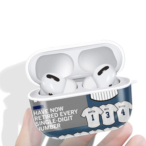 New York Yankees 235 AirPods Pro Hard Case White With Keychain, Durable Flexible PC, Precise Cutouts, Anti-Fingerprint, Yellowing & Scratch Resistant, Full Protection, Washable