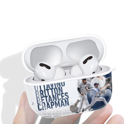 New York Yankees 249 AirPods Pro Hard Case White With Keychain, Durable Flexible PC, Precise Cutouts, Anti-Fingerprint, Yellowing & Scratch Resistant, Full Protection, Washable