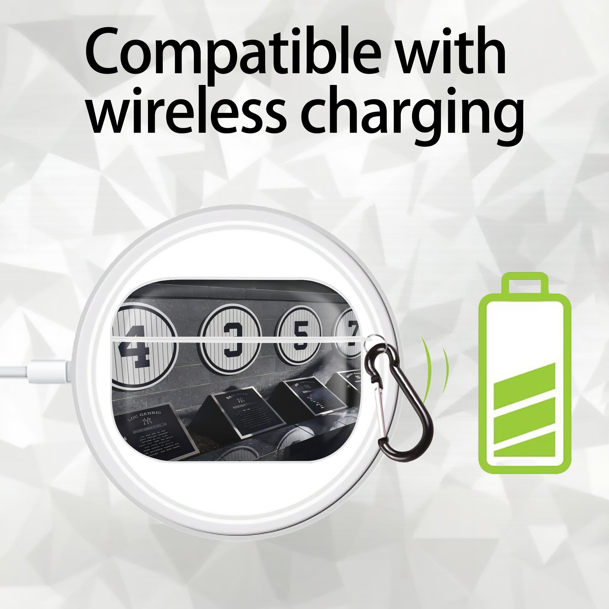 New York Yankees 250 AirPods Pro Hard Case White With Keychain, Durable Flexible PC, Precise Cutouts, Anti-Fingerprint, Yellowing & Scratch Resistant, Full Protection, Washable