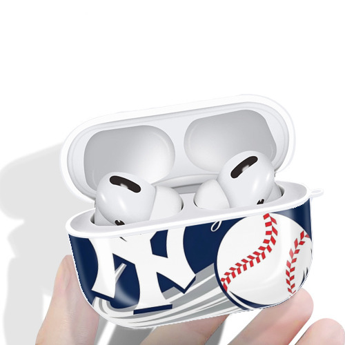 New York Yankees 259 AirPods Pro Hard Case White With Keychain, Durable Flexible PC, Precise Cutouts, Anti-Fingerprint, Yellowing & Scratch Resistant, Full Protection, Washable
