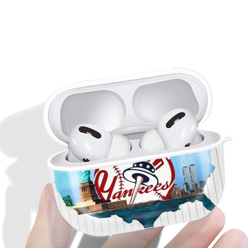 New York Yankees 352 AirPods Pro Hard Case White With Keychain, Durable Flexible PC, Precise Cutouts, Anti-Fingerprint, Yellowing & Scratch Resistant, Full Protection, Washable