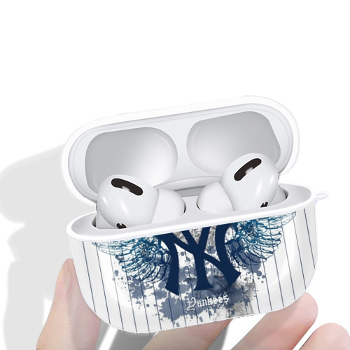 New York Yankees 353 AirPods Pro Hard Case White With Keychain, Durable Flexible PC, Precise Cutouts, Anti-Fingerprint, Yellowing & Scratch Resistant, Full Protection, Washable