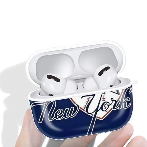 New York Yankees 354 AirPods Pro Hard Case White With Keychain, Durable Flexible PC, Precise Cutouts, Anti-Fingerprint, Yellowing & Scratch Resistant, Full Protection, Washable