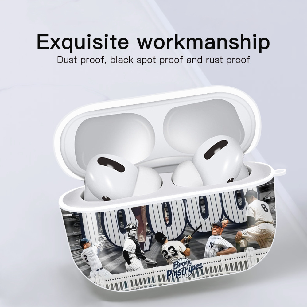 New York Yankees 357 AirPods Pro Hard Case White With Keychain, Durable Flexible PC, Precise Cutouts, Anti-Fingerprint, Yellowing & Scratch Resistant, Full Protection, Washable