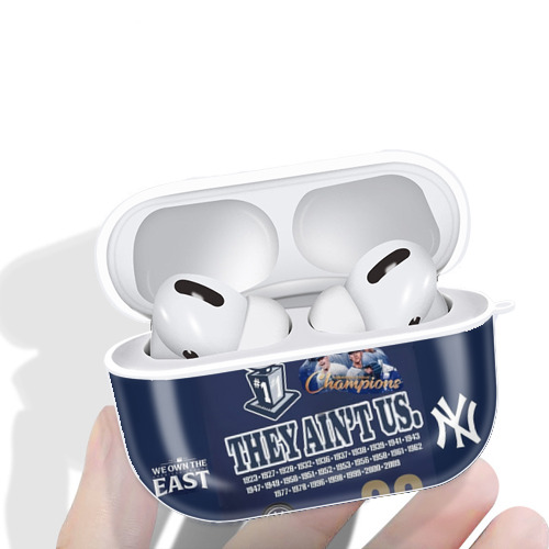 New York Yankees 358 AirPods Pro Hard Case White With Keychain, Durable Flexible PC, Precise Cutouts, Anti-Fingerprint, Yellowing & Scratch Resistant, Full Protection, Washable