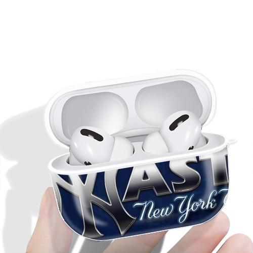 New York Yankees 359 AirPods Pro Hard Case White With Keychain, Durable Flexible PC, Precise Cutouts, Anti-Fingerprint, Yellowing & Scratch Resistant, Full Protection, Washable