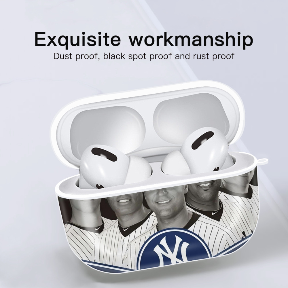 New York Yankees 361 AirPods Pro Hard Case White With Keychain, Durable Flexible PC, Precise Cutouts, Anti-Fingerprint, Yellowing & Scratch Resistant, Full Protection, Washable