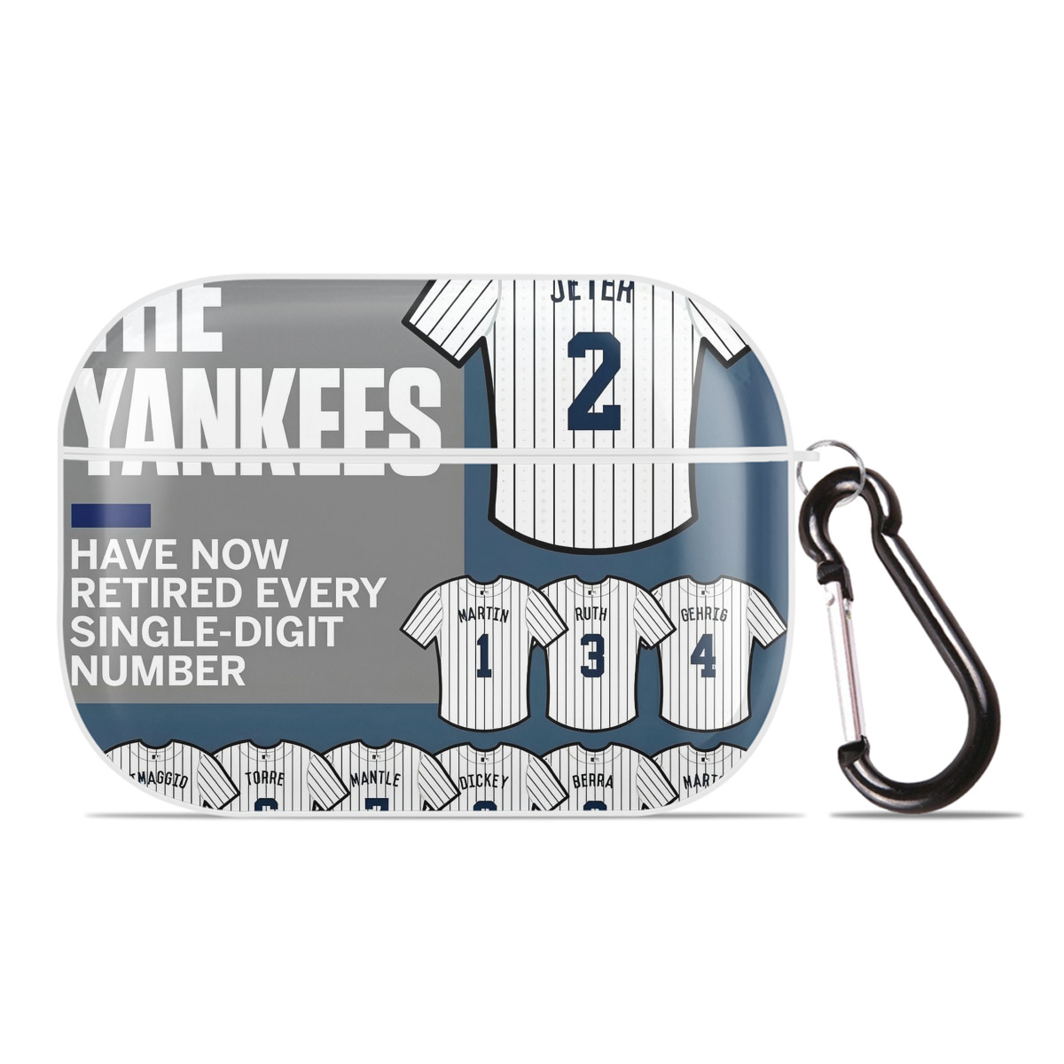 New York Yankees 235 AirPods Pro Hard Case White With Keychain, Durable Flexible PC, Precise Cutouts, Anti-Fingerprint, Yellowing & Scratch Resistant, Full Protection, Washable