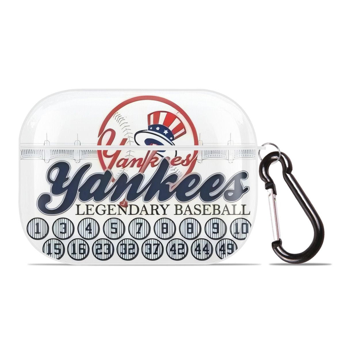 New York Yankees 232 AirPods Pro Hard Case White With Keychain, Durable Flexible PC, Precise Cutouts, Anti-Fingerprint, Yellowing & Scratch Resistant, Full Protection, Washable