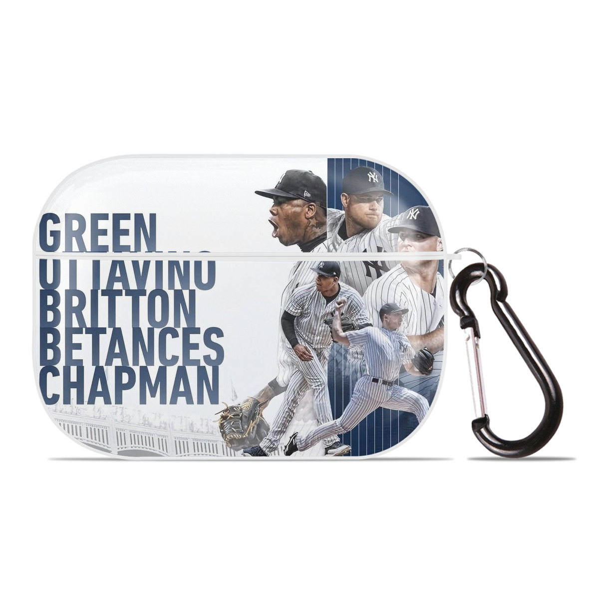 New York Yankees 249 AirPods Pro Hard Case White With Keychain, Durable Flexible PC, Precise Cutouts, Anti-Fingerprint, Yellowing & Scratch Resistant, Full Protection, Washable