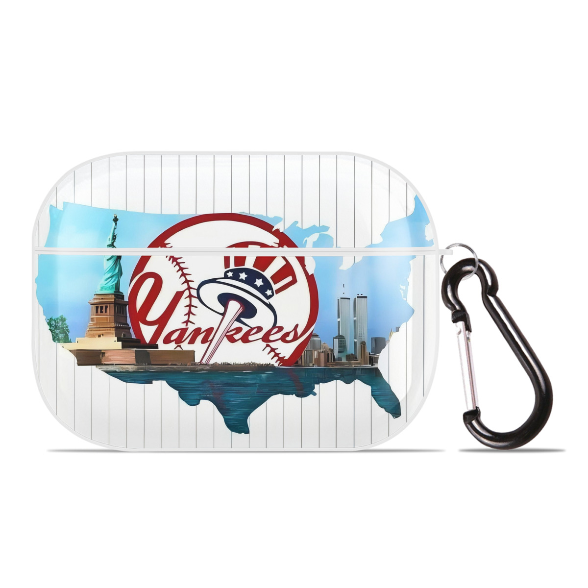 New York Yankees 352 AirPods Pro Hard Case White With Keychain, Durable Flexible PC, Precise Cutouts, Anti-Fingerprint, Yellowing & Scratch Resistant, Full Protection, Washable