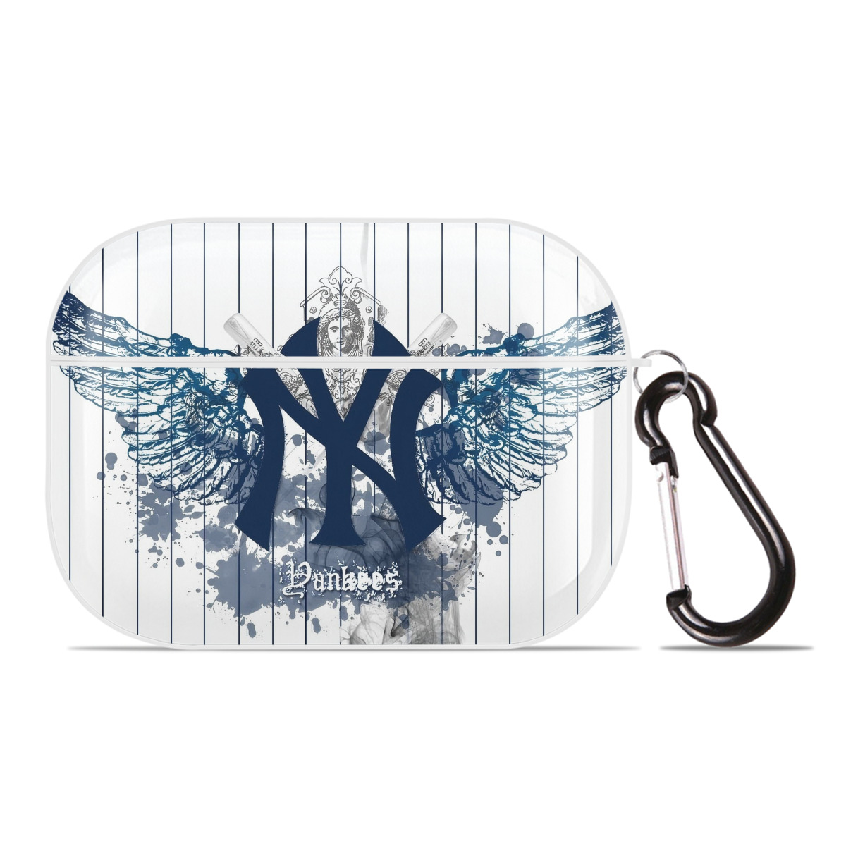New York Yankees 353 AirPods Pro Hard Case White With Keychain, Durable Flexible PC, Precise Cutouts, Anti-Fingerprint, Yellowing & Scratch Resistant, Full Protection, Washable