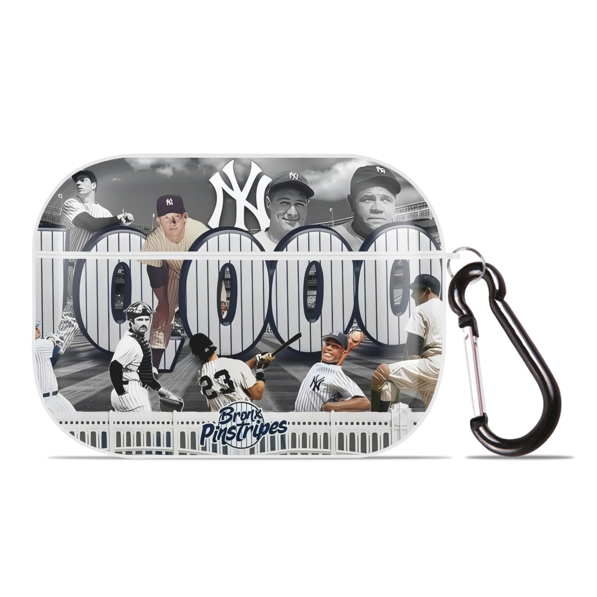 New York Yankees 357 AirPods Pro Hard Case White With Keychain, Durable Flexible PC, Precise Cutouts, Anti-Fingerprint, Yellowing & Scratch Resistant, Full Protection, Washable