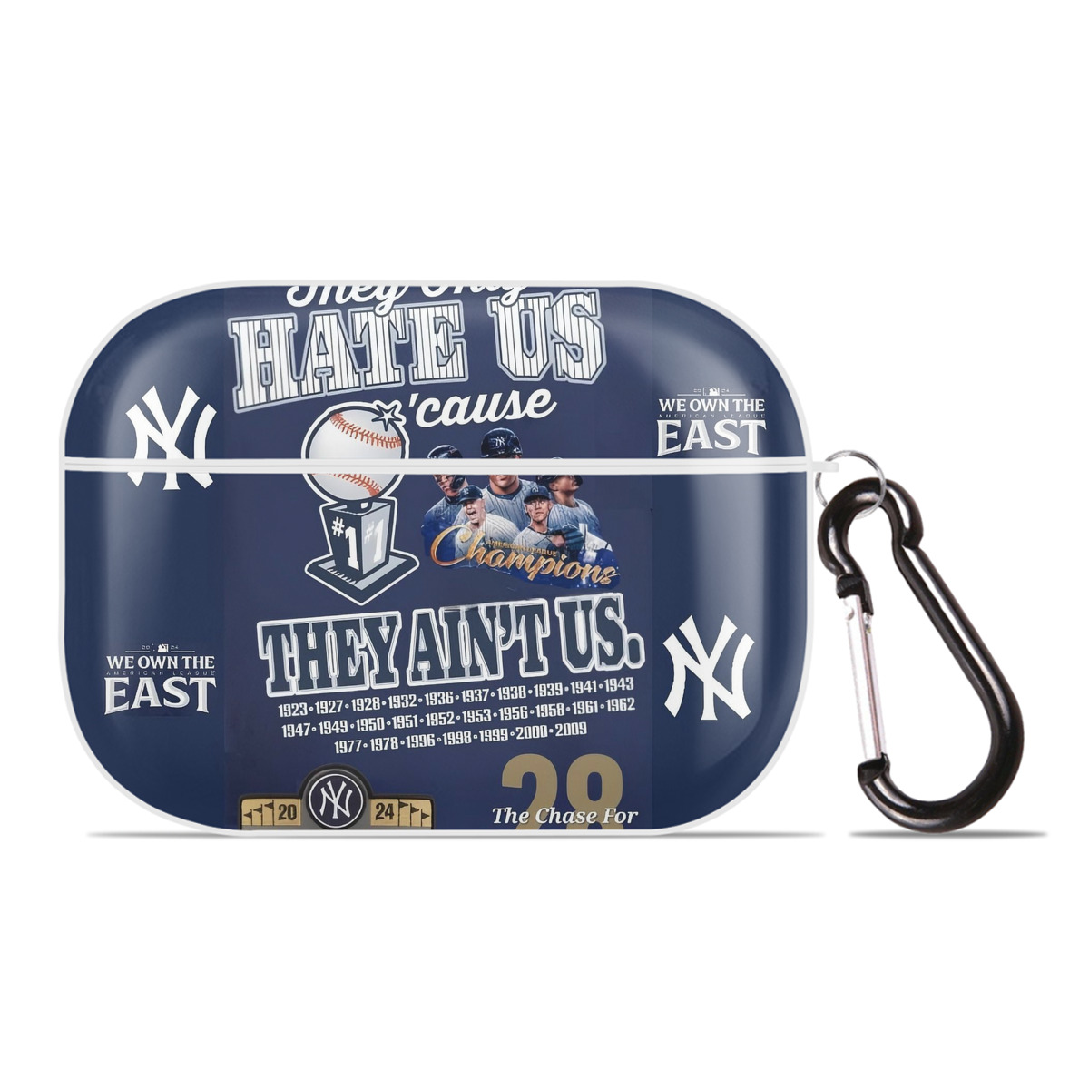 New York Yankees 358 AirPods Pro Hard Case White With Keychain, Durable Flexible PC, Precise Cutouts, Anti-Fingerprint, Yellowing & Scratch Resistant, Full Protection, Washable