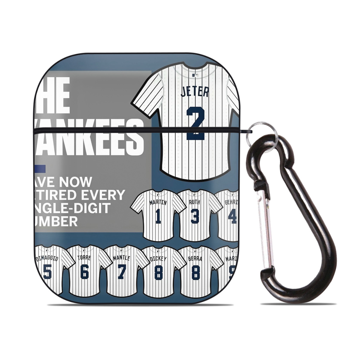 New York Yankees 235 AirPods 2 Case Hard Shell Black, Flexible PC Material, Precise Cutouts, Full Protection, Anti-Fingerprint, Washable, Includes Keychain – Durable & Slim Design