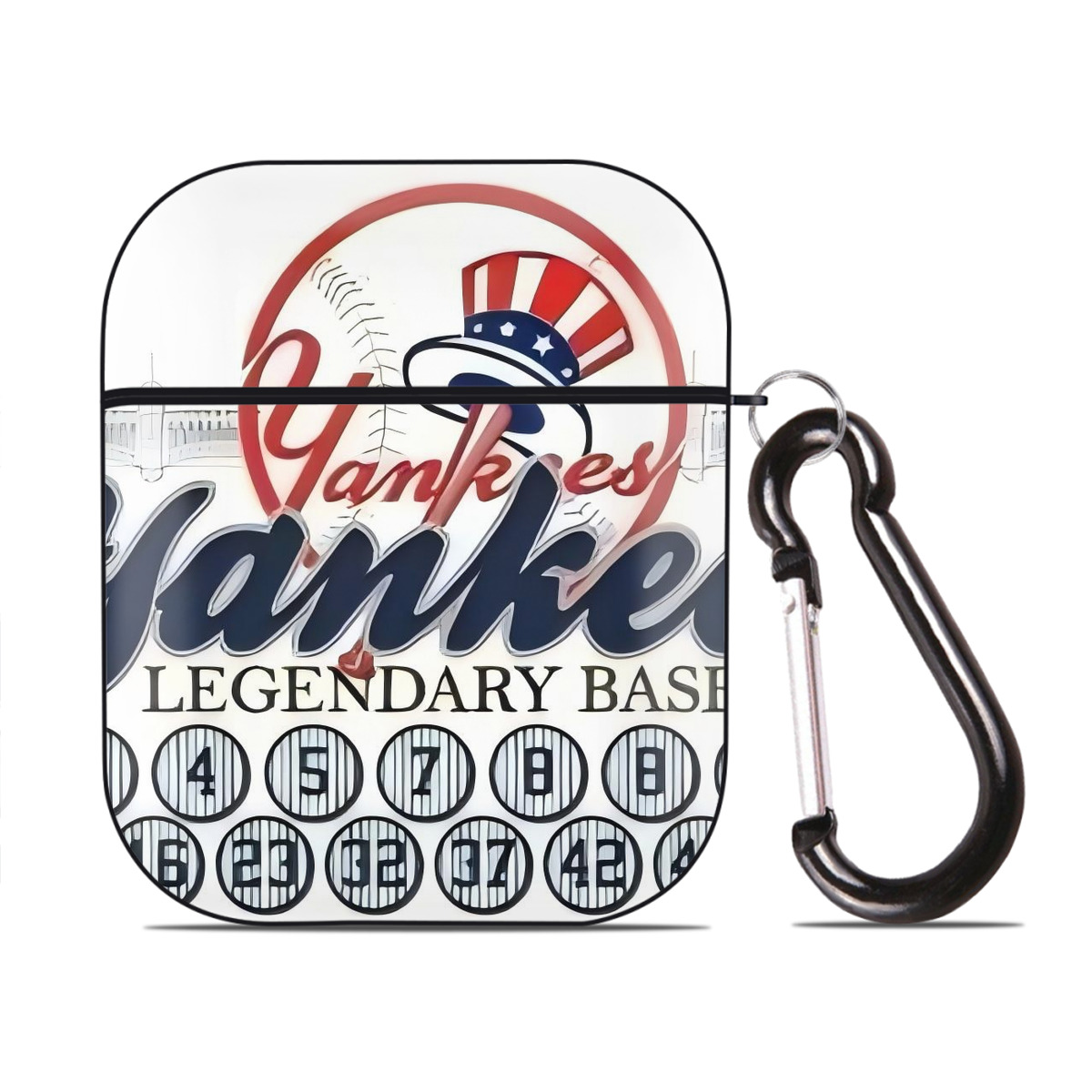 New York Yankees 232 AirPods 2 Case Hard Shell Black, Flexible PC Material, Precise Cutouts, Full Protection, Anti-Fingerprint, Washable, Includes Keychain – Durable & Slim Design