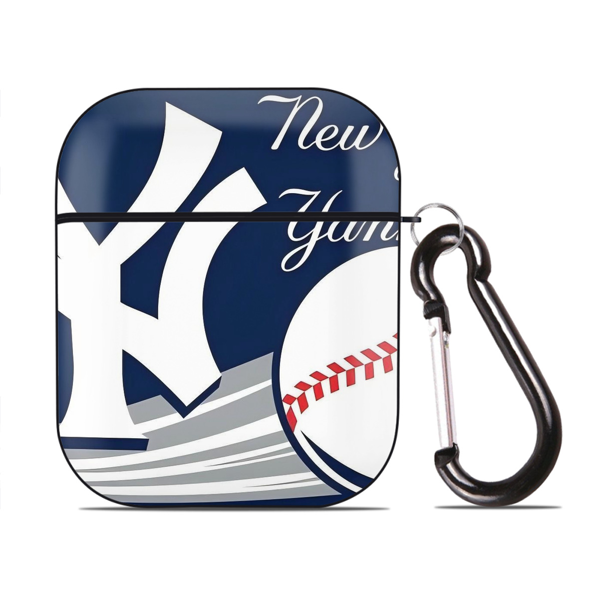 New York Yankees 259 AirPods 2 Case Hard Shell Black, Flexible PC Material, Precise Cutouts, Full Protection, Anti-Fingerprint, Washable, Includes Keychain – Durable & Slim Design