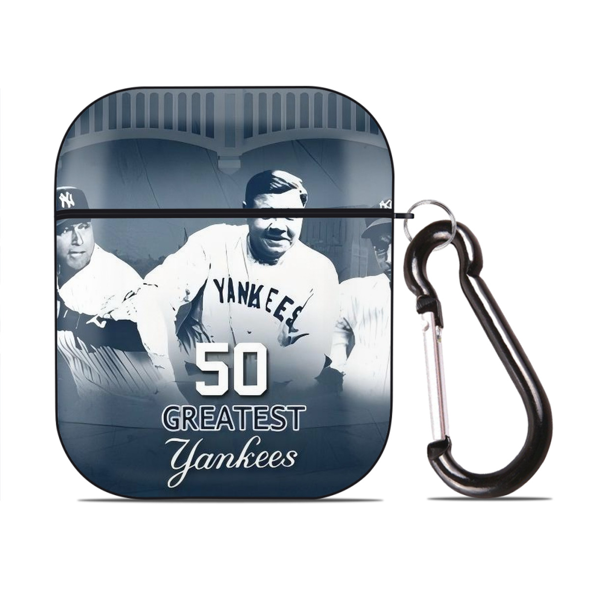 New York Yankees 351 AirPods 2 Case Hard Shell Black, Flexible PC Material, Precise Cutouts, Full Protection, Anti-Fingerprint, Washable, Includes Keychain – Durable & Slim Design