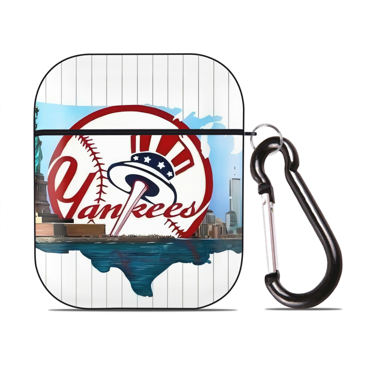 New York Yankees 352 AirPods 2 Case Hard Shell Black, Flexible PC Material, Precise Cutouts, Full Protection, Anti-Fingerprint, Washable, Includes Keychain – Durable & Slim Design