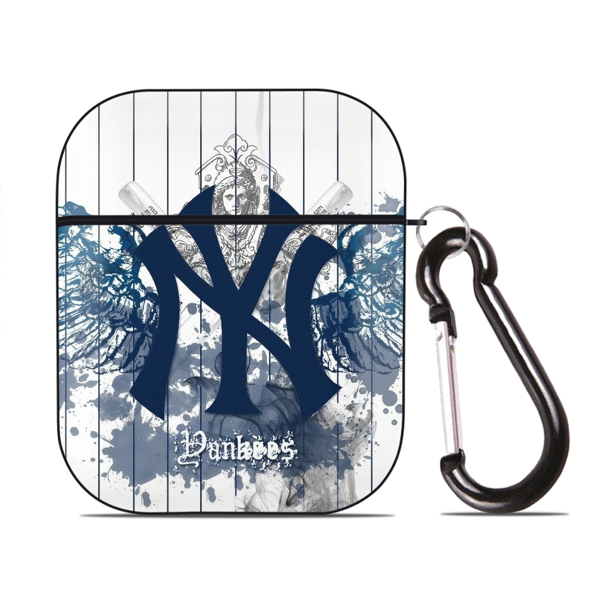 New York Yankees 353 AirPods 2 Case Hard Shell Black, Flexible PC Material, Precise Cutouts, Full Protection, Anti-Fingerprint, Washable, Includes Keychain – Durable & Slim Design