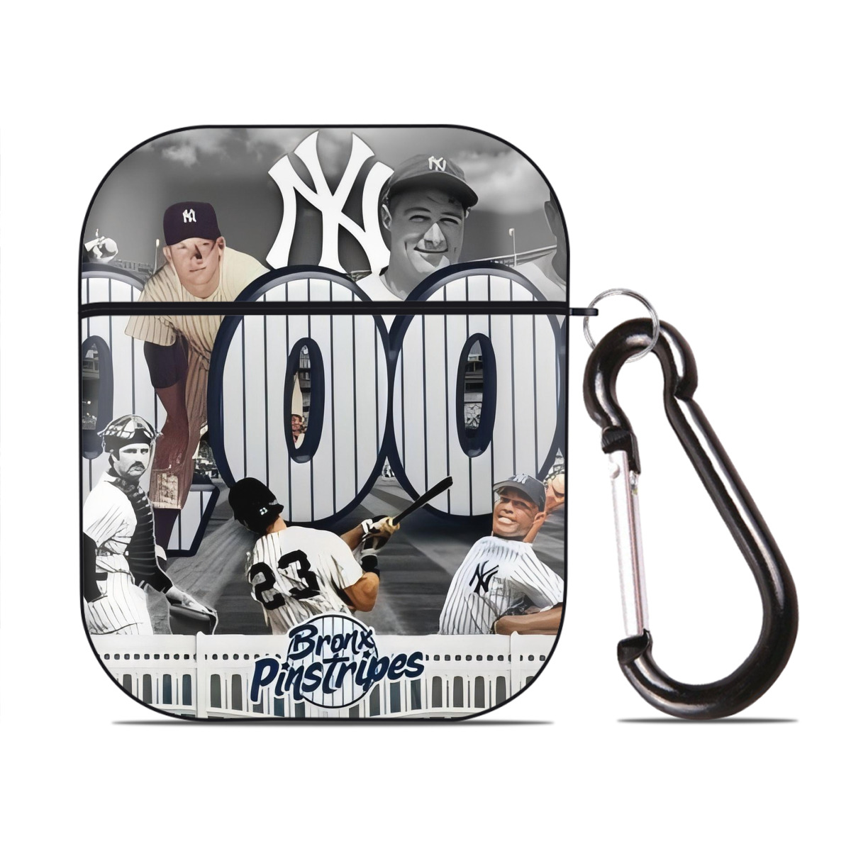 New York Yankees 357 AirPods 2 Case Hard Shell Black, Flexible PC Material, Precise Cutouts, Full Protection, Anti-Fingerprint, Washable, Includes Keychain – Durable & Slim Design