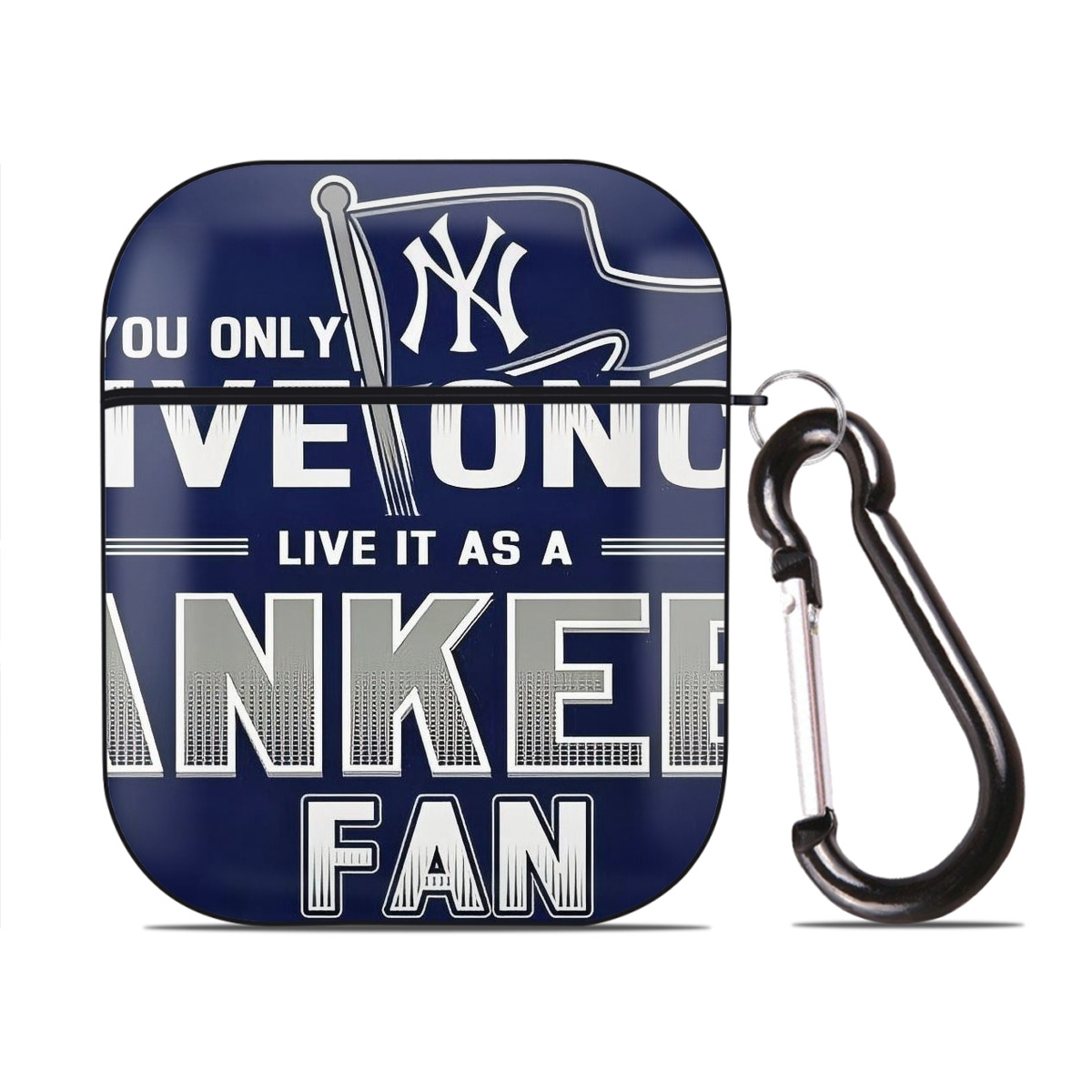 New York Yankees 362 AirPods 2 Case Hard Shell Black, Flexible PC Material, Precise Cutouts, Full Protection, Anti-Fingerprint, Washable, Includes Keychain – Durable & Slim Design