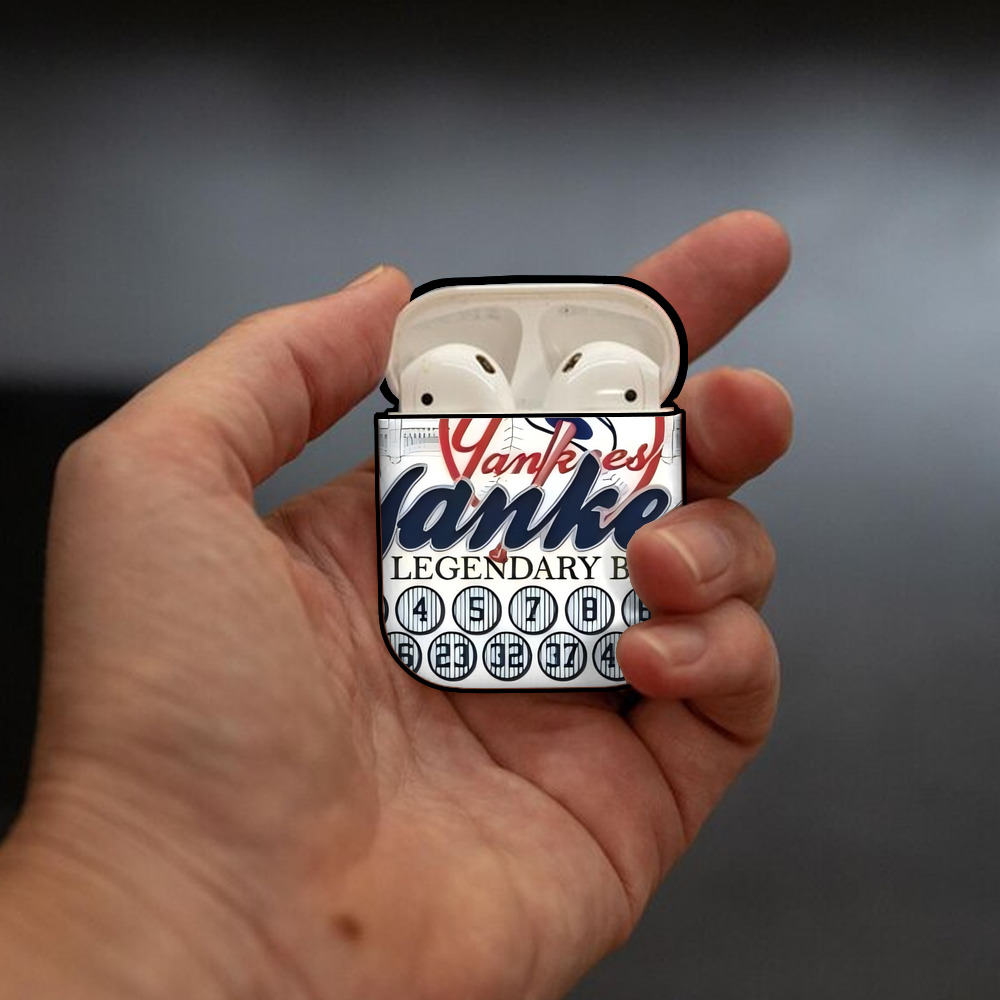 New York Yankees 232 AirPods 2 Case Hard Shell Black, Flexible PC Material, Precise Cutouts, Full Protection, Anti-Fingerprint, Washable, Includes Keychain – Durable & Slim Design