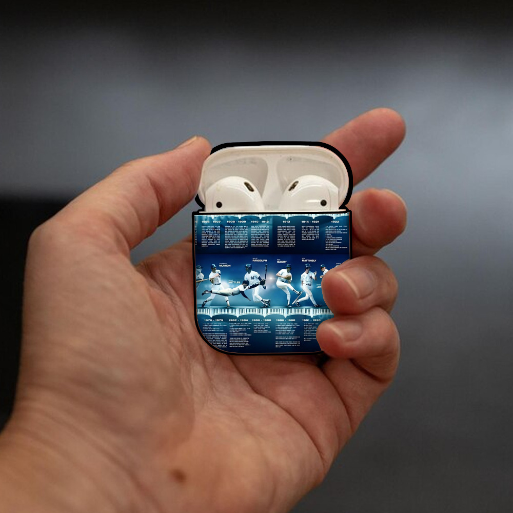 New York Yankees 243 AirPods 2 Case Hard Shell Black, Flexible PC Material, Precise Cutouts, Full Protection, Anti-Fingerprint, Washable, Includes Keychain – Durable & Slim Design