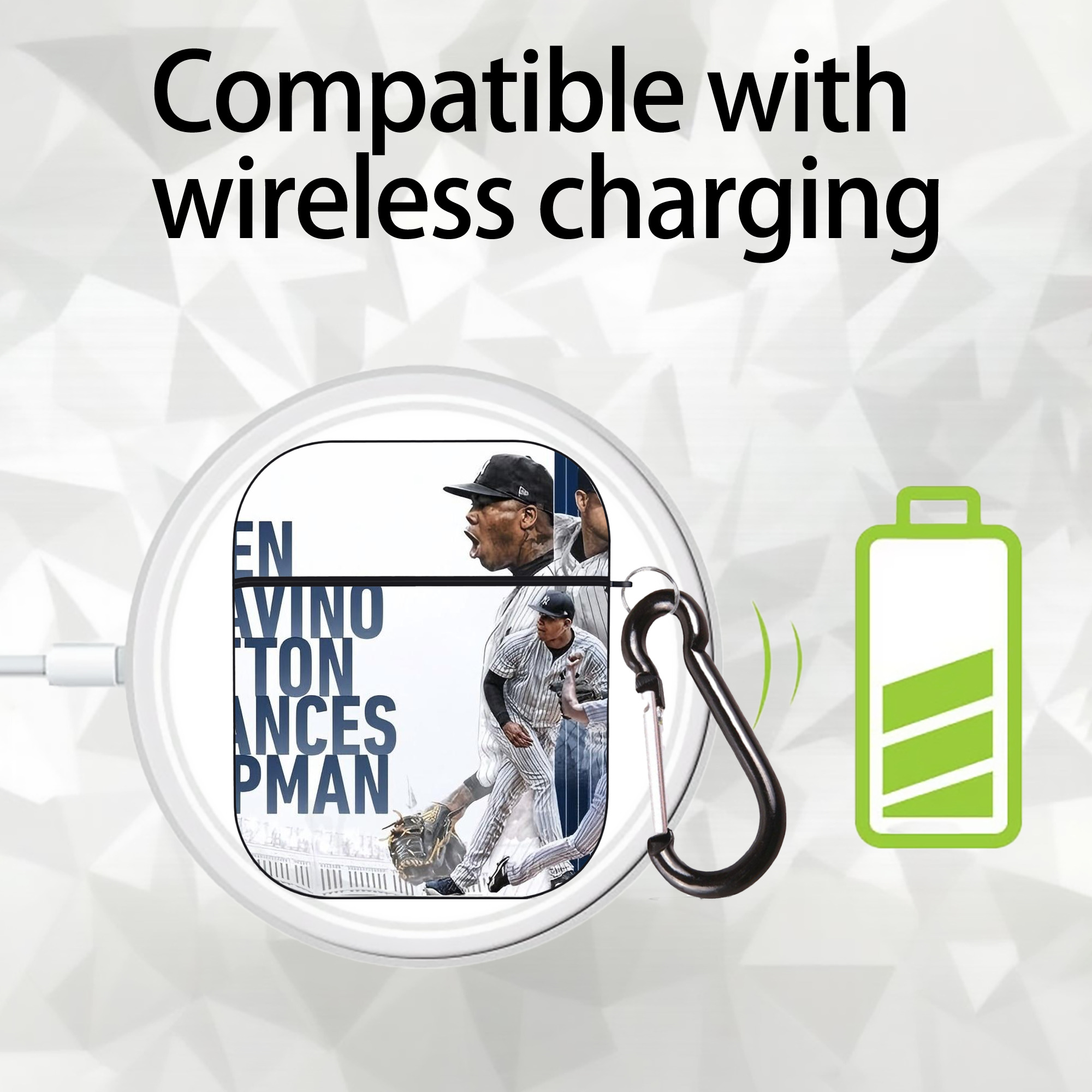 New York Yankees 249 AirPods 2 Case Hard Shell Black, Flexible PC Material, Precise Cutouts, Full Protection, Anti-Fingerprint, Washable, Includes Keychain – Durable & Slim Design