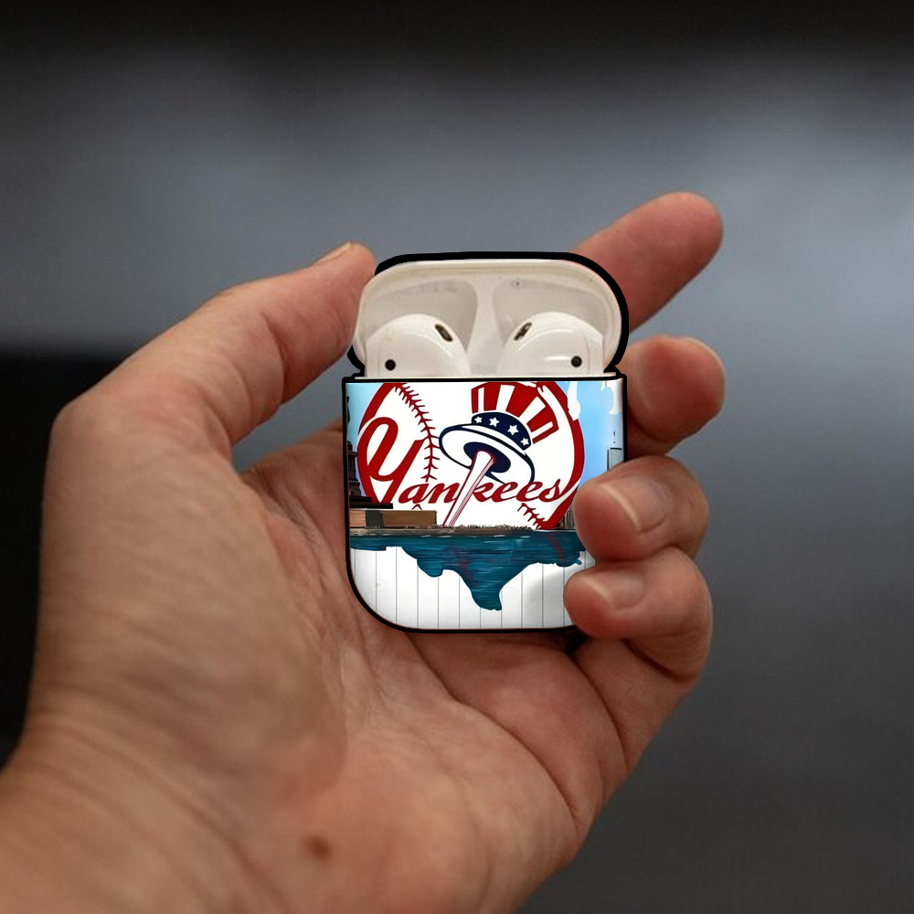 New York Yankees 352 AirPods 2 Case Hard Shell Black, Flexible PC Material, Precise Cutouts, Full Protection, Anti-Fingerprint, Washable, Includes Keychain – Durable & Slim Design
