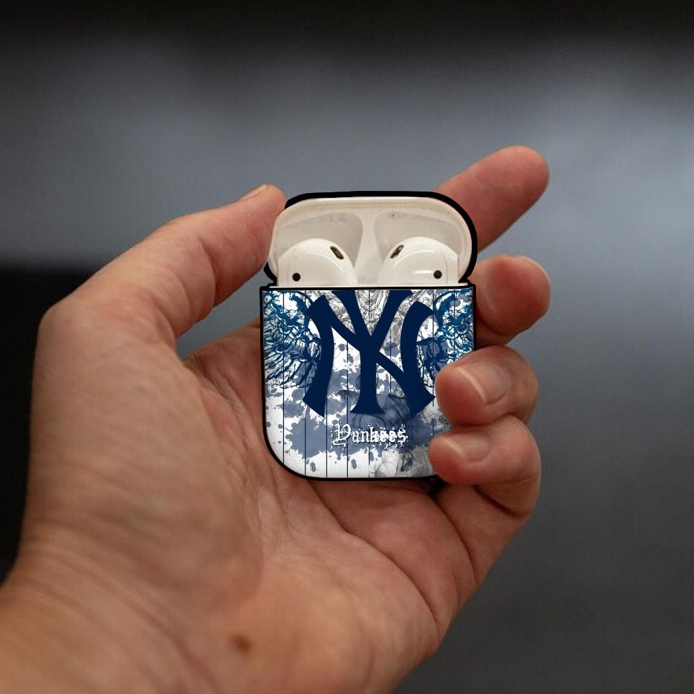 New York Yankees 353 AirPods 2 Case Hard Shell Black, Flexible PC Material, Precise Cutouts, Full Protection, Anti-Fingerprint, Washable, Includes Keychain – Durable & Slim Design