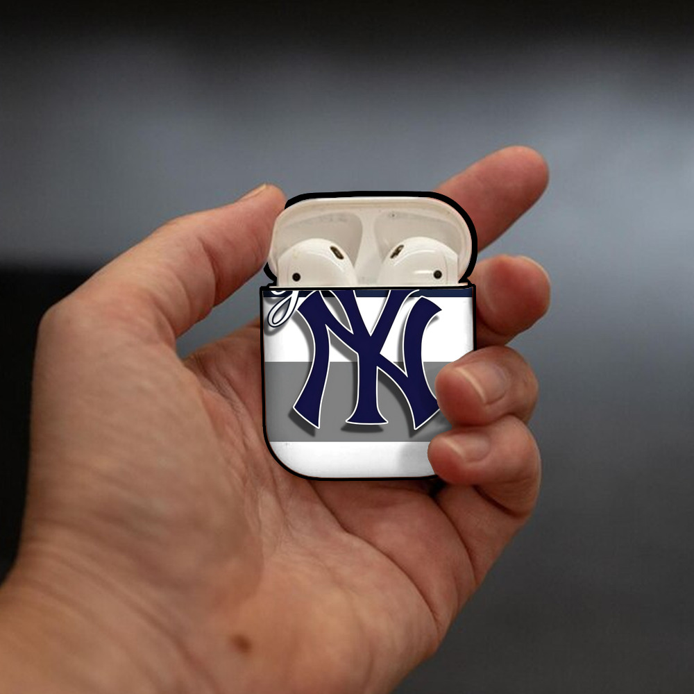 New York Yankees 356 AirPods 2 Case Hard Shell Black, Flexible PC Material, Precise Cutouts, Full Protection, Anti-Fingerprint, Washable, Includes Keychain – Durable & Slim Design