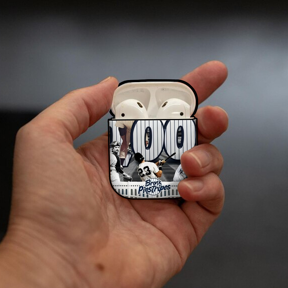 New York Yankees 357 AirPods 2 Case Hard Shell Black, Flexible PC Material, Precise Cutouts, Full Protection, Anti-Fingerprint, Washable, Includes Keychain – Durable & Slim Design