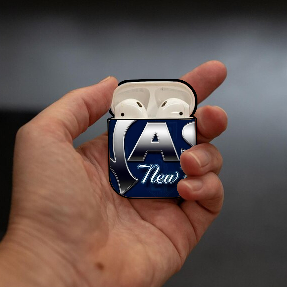 New York Yankees 359 AirPods 2 Case Hard Shell Black, Flexible PC Material, Precise Cutouts, Full Protection, Anti-Fingerprint, Washable, Includes Keychain – Durable & Slim Design