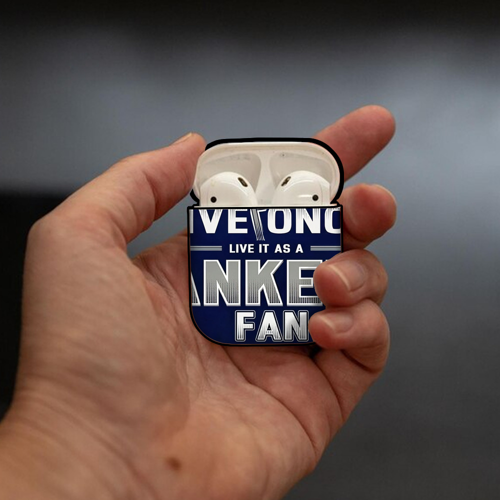 New York Yankees 362 AirPods 2 Case Hard Shell Black, Flexible PC Material, Precise Cutouts, Full Protection, Anti-Fingerprint, Washable, Includes Keychain – Durable & Slim Design