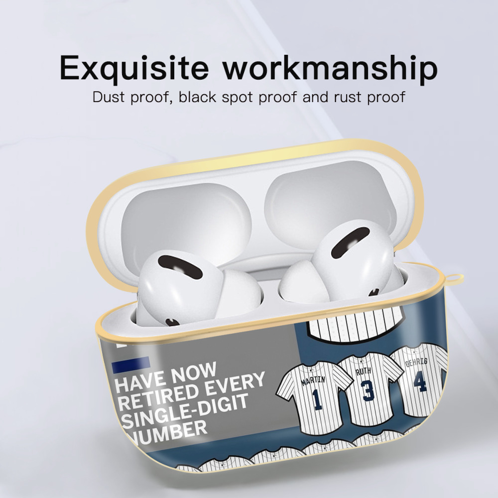 New York Yankees 235 Luxury Gold AirPods Pro Case With Keychain, Flexible PC Material, Full Protection, Precise Cutouts, Anti-Fingerprint, Washable, Durable Design