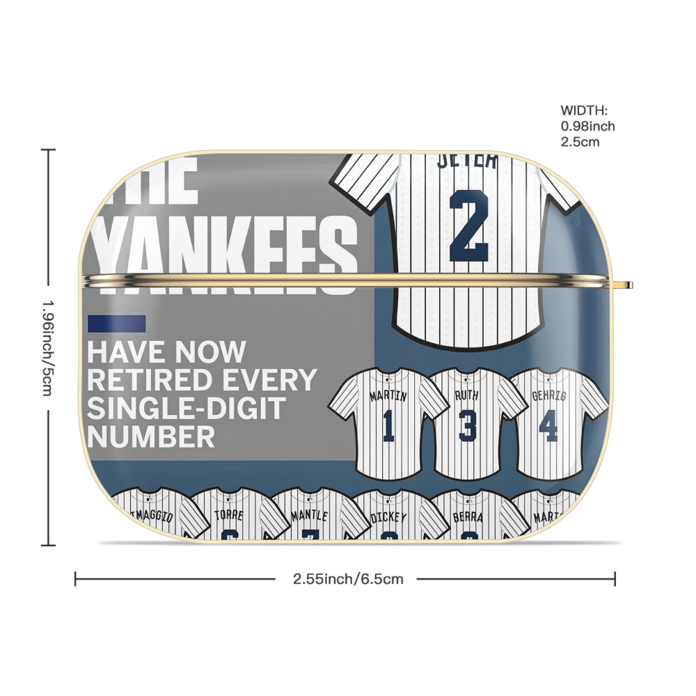 New York Yankees 235 Luxury Gold AirPods Pro Case With Keychain, Flexible PC Material, Full Protection, Precise Cutouts, Anti-Fingerprint, Washable, Durable Design