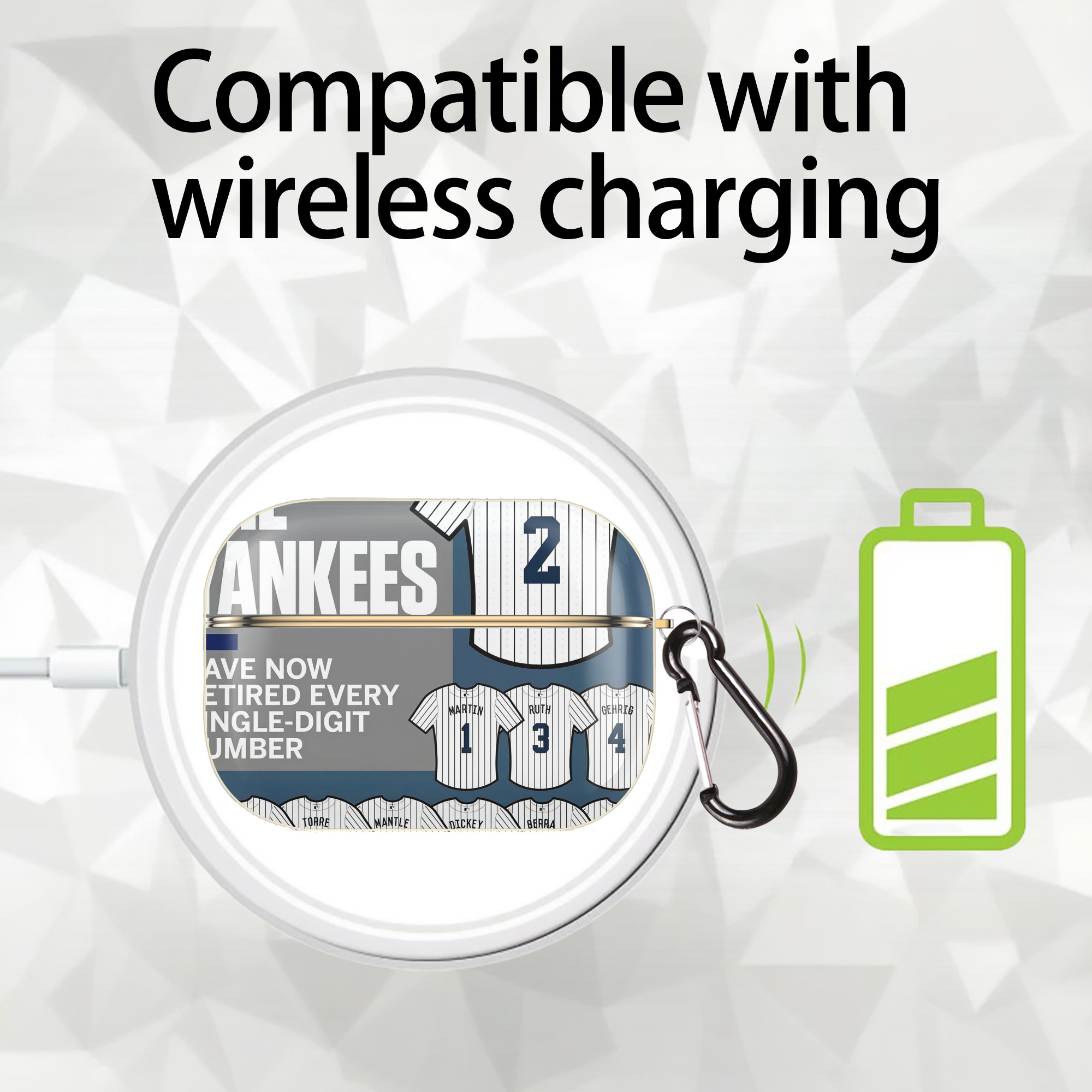 New York Yankees 235 Luxury Gold AirPods Pro Case With Keychain, Flexible PC Material, Full Protection, Precise Cutouts, Anti-Fingerprint, Washable, Durable Design