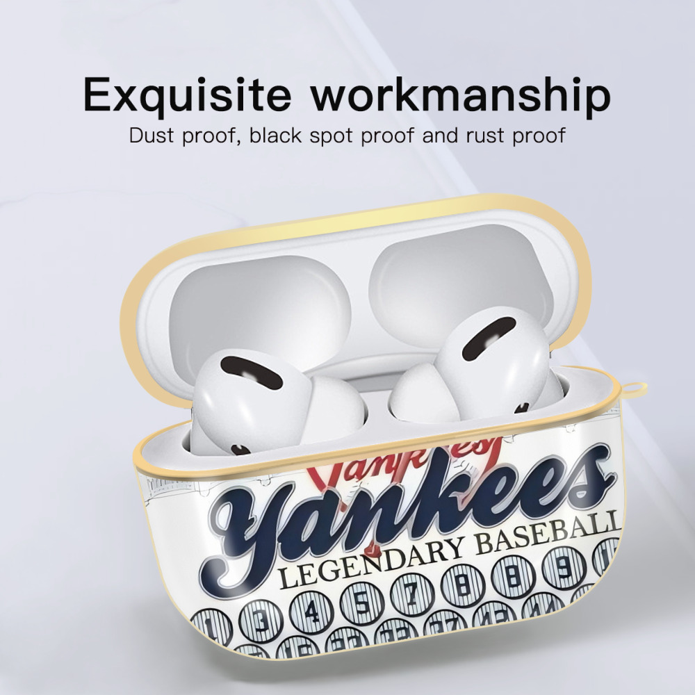 New York Yankees 232 Luxury Gold AirPods Pro Case With Keychain, Flexible PC Material, Full Protection, Precise Cutouts, Anti-Fingerprint, Washable, Durable Design