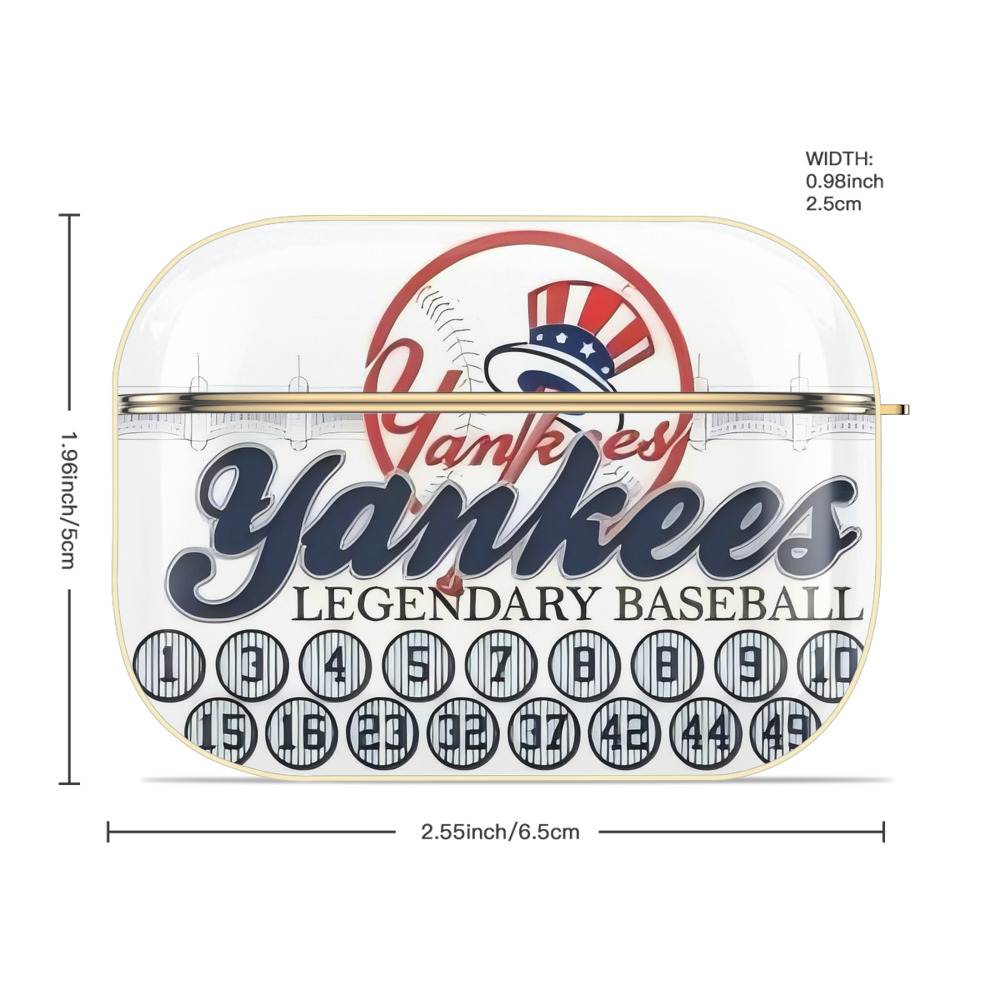 New York Yankees 232 Luxury Gold AirPods Pro Case With Keychain, Flexible PC Material, Full Protection, Precise Cutouts, Anti-Fingerprint, Washable, Durable Design