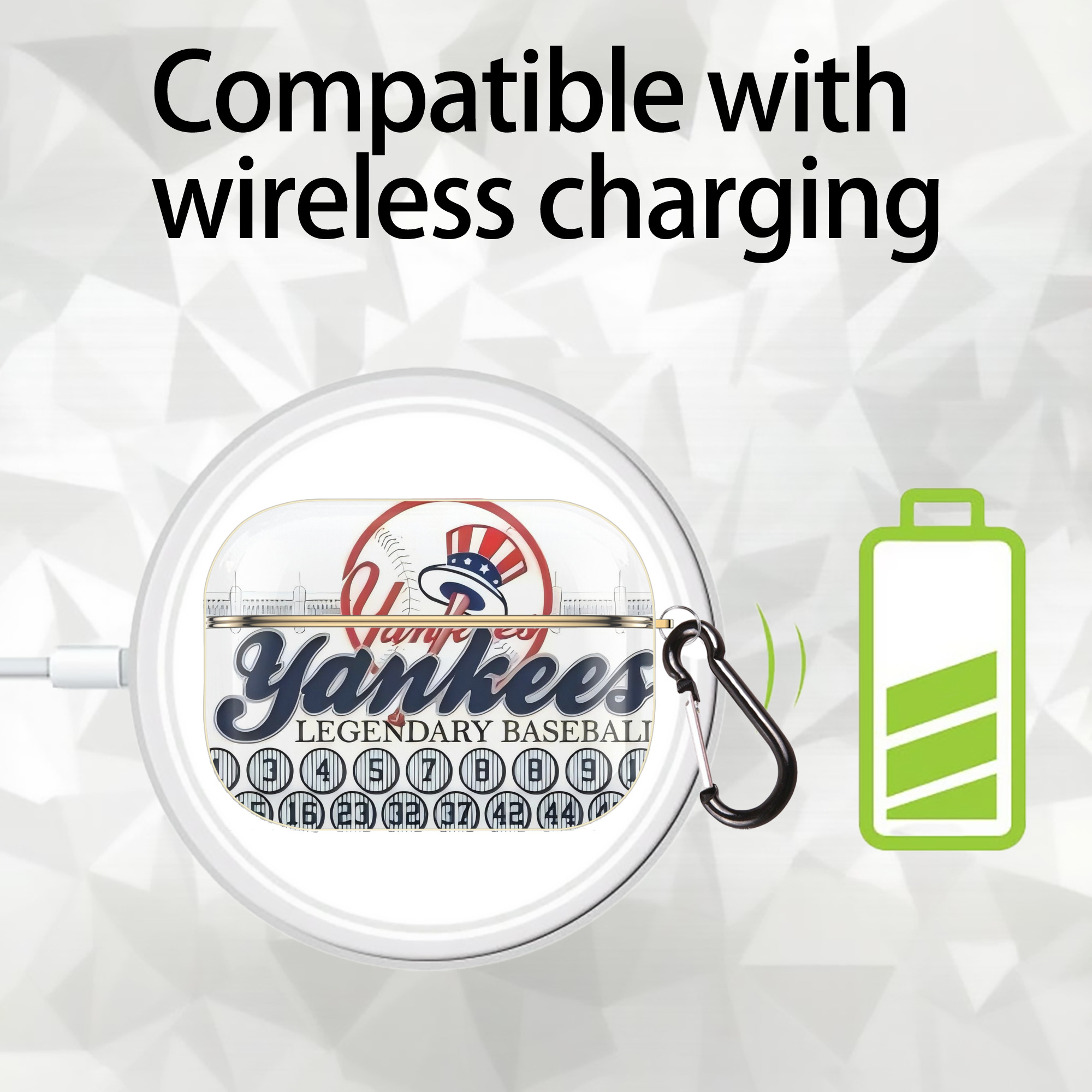 New York Yankees 232 Luxury Gold AirPods Pro Case With Keychain, Flexible PC Material, Full Protection, Precise Cutouts, Anti-Fingerprint, Washable, Durable Design