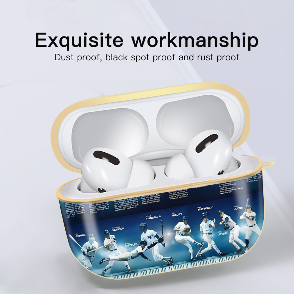 New York Yankees 243 Luxury Gold AirPods Pro Case With Keychain, Flexible PC Material, Full Protection, Precise Cutouts, Anti-Fingerprint, Washable, Durable Design